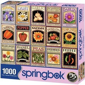 New Springbok 1000 piece jigsaw puzzle Garden Goodness Flowers Vegetables! CUTE!